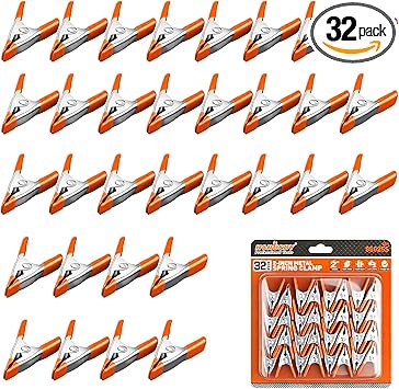 HORUSDY 32-Piece 2" inch Small Spring Clamp, Spring Metal Spring Clamps, 3/4"-inch Jaw opening