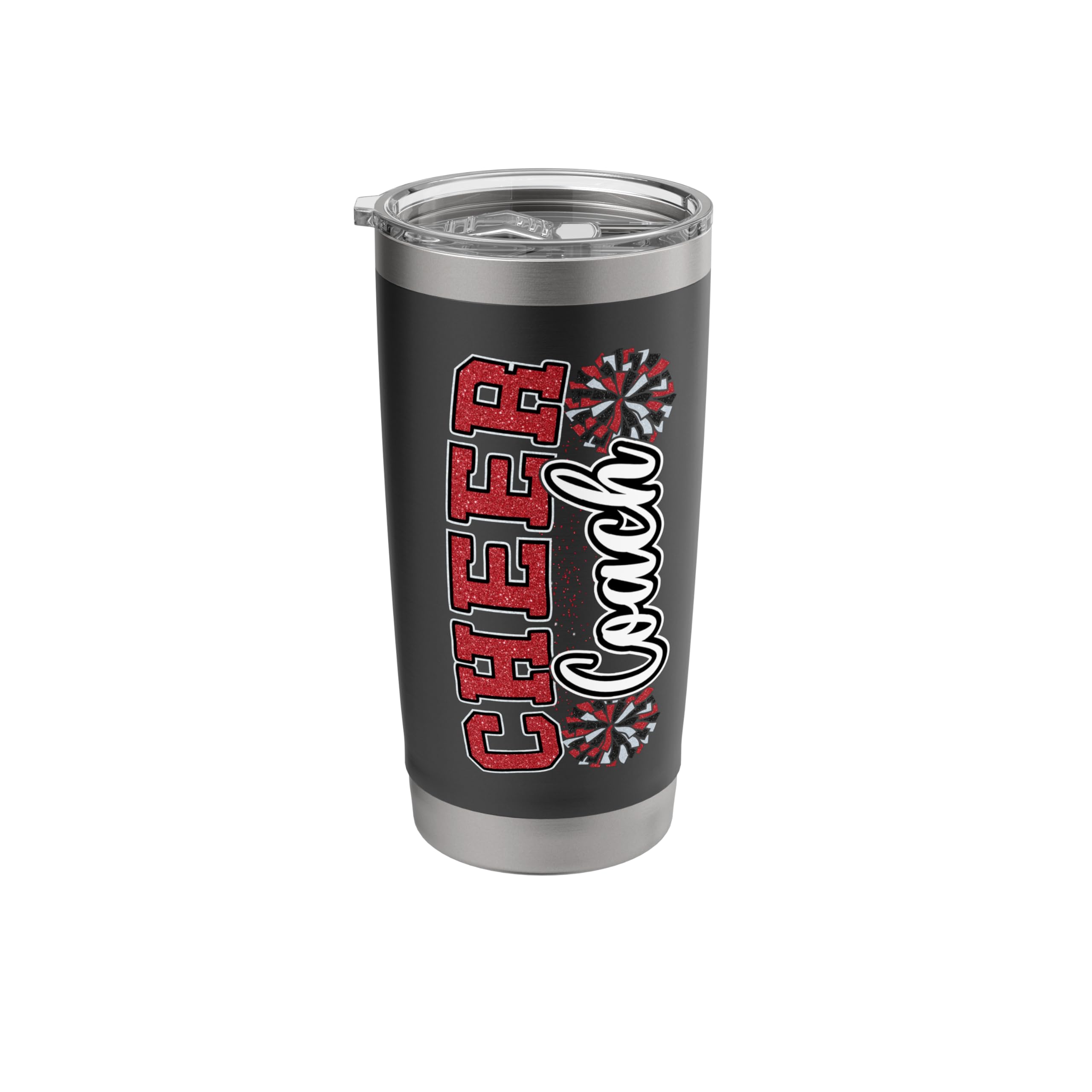 Loud Proud Cheer Coach Pom Poms Red Black Cheerleader Women Stainless Steel Insulated Tumbler
