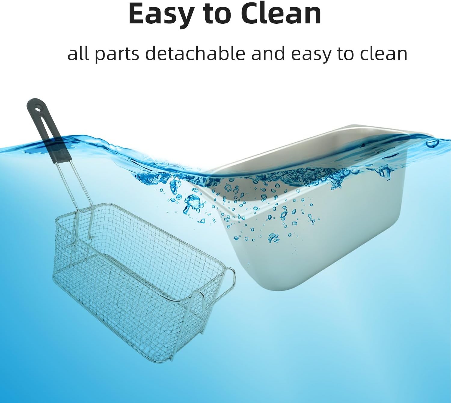 Electric Deep Fryer with Basket for Home Use, Countertop Deep Fryer 1700w Powerful Performance 4.2Qt Capacity Stainless Steel Oil Fryer