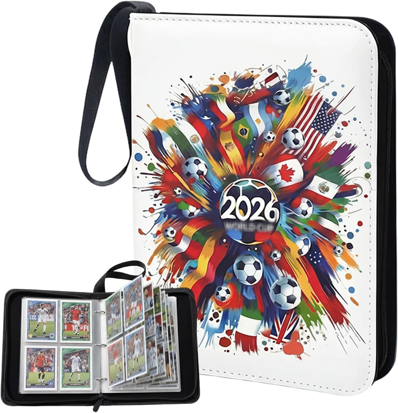 Sports Card Binder 400 Pockets Sports Trading Cards Display Case with Soccer Card Sleeves Card Holder Protectors Set with Zipper for Football Baseball Basketball Cards Collectors Album