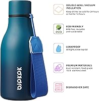 Vista 271 de BJPKPK Botellas de agua aisladas, botella de agua de metal de acero inoxidable de 18 onzas con correa, termo a prueba de fugas sin BPA, tazas