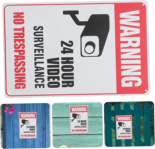 Miniatura 6 de Retro Metal No Trespassing Sign Security Camera Decor Warning Sign Outdoor Home Decor