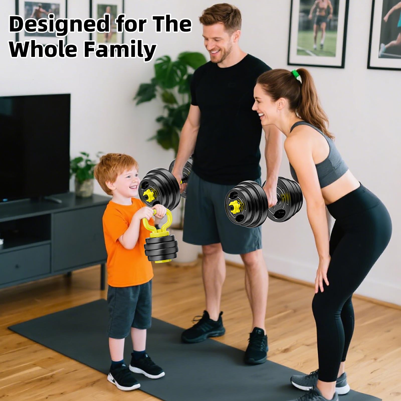 Set di manubri regolabili, pesi liberi da 4,5 a 40,8 kg con connettore, manubri 4 in 1, bilanciere, kettlebell e supporto push-up, set di pesi regolabili per palestra a casa, attrezzature per il