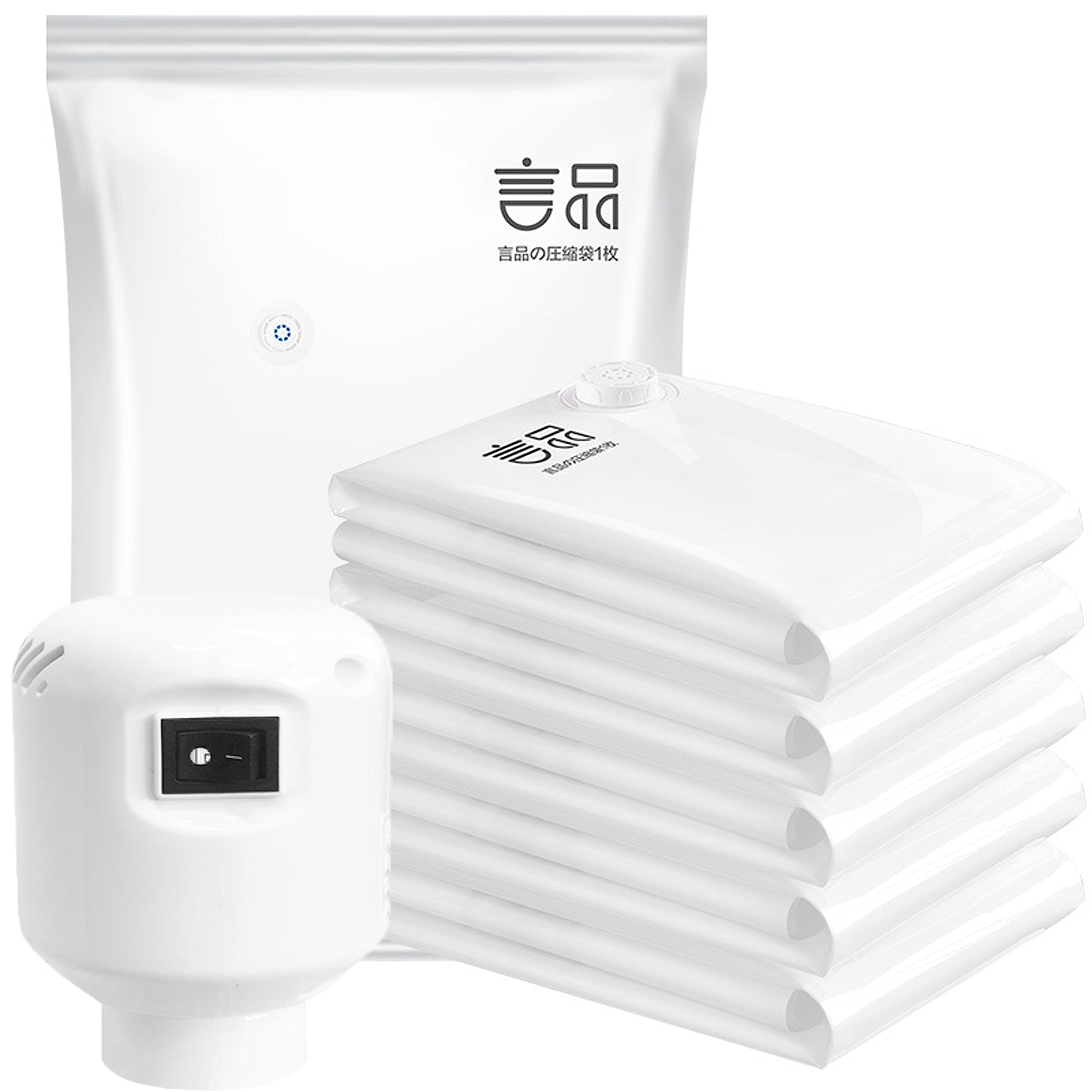 Vacuum Seal Storage Bags with Electric Pump,6 Pack Space Saver Bags, Reusable Compression Bags (2 Medium，2 Large，2 Jumbo), Travel Vacuum Sealer Bags for Clothes, Mattress, Blanket, Pillows