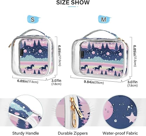 Miniatura 4 de Unicorn Rainbow Stars Clear Toiletry Bag for Traveling,2 Pack Makeup Cosmetic Bag with Zipper,Travel Bag for Toiletries,Travel Essentials 21214748