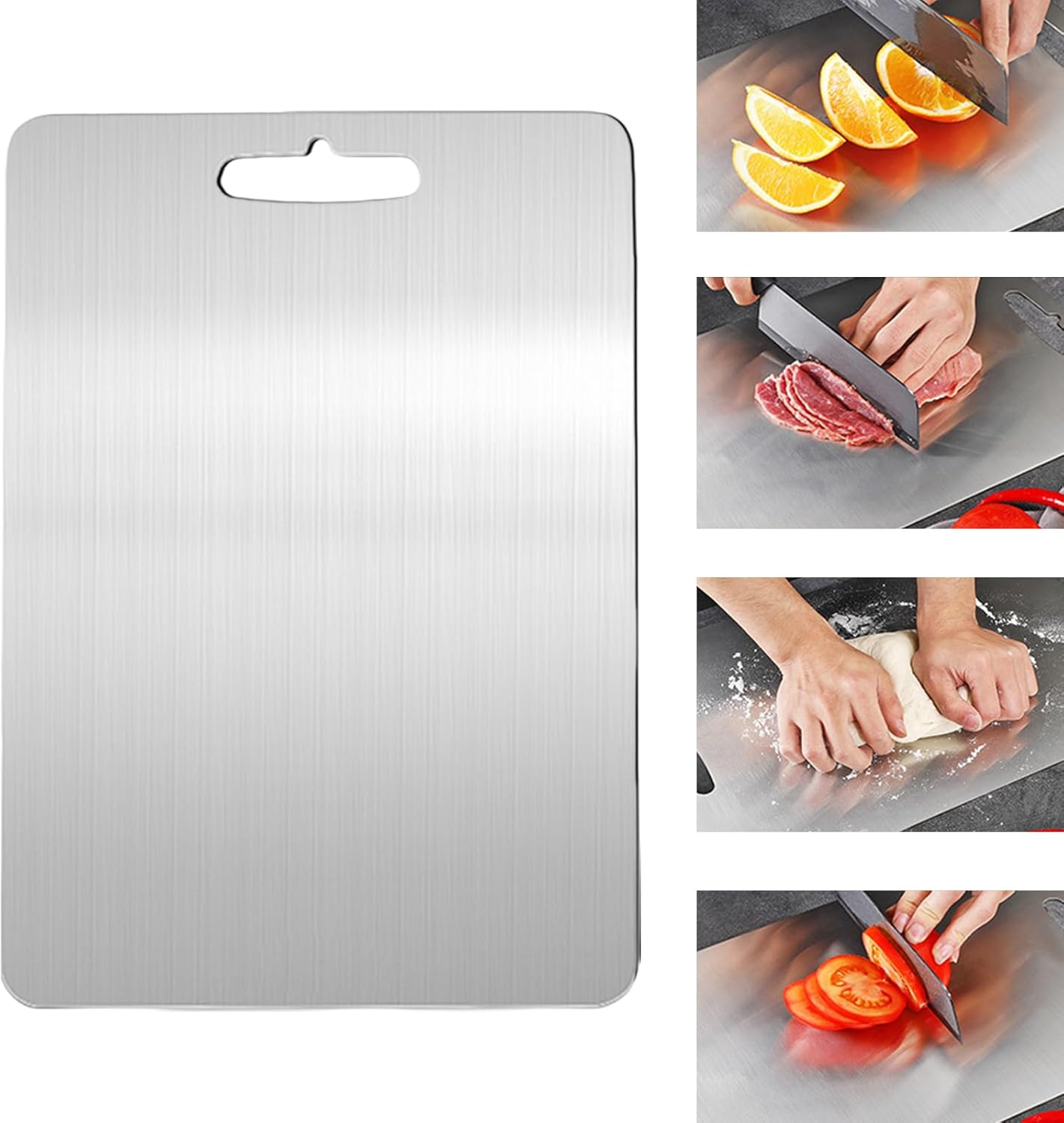 Titanium Cutting Board, 100% Pure Titanium Cutting Boards for Kitchen, Double-Sided Chopping Board for Meat Fruits & Vegetables, Easy to Clean