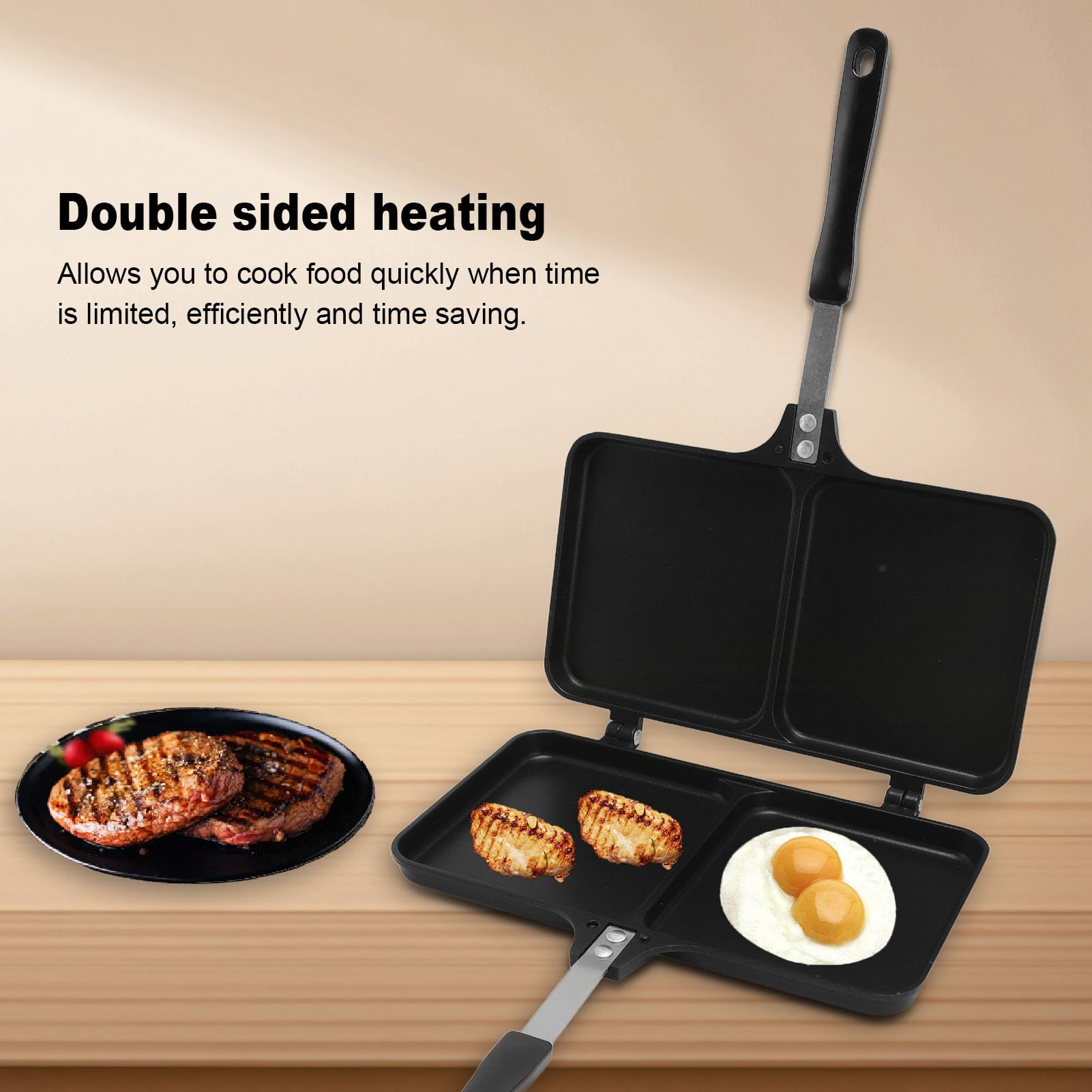 Grilled Panini Press, Double Sided Non Stick Sandwiches Maker Aluminum Alloy Flip Cheese Maker Frying Pan For Home Outdoor Camping 8
