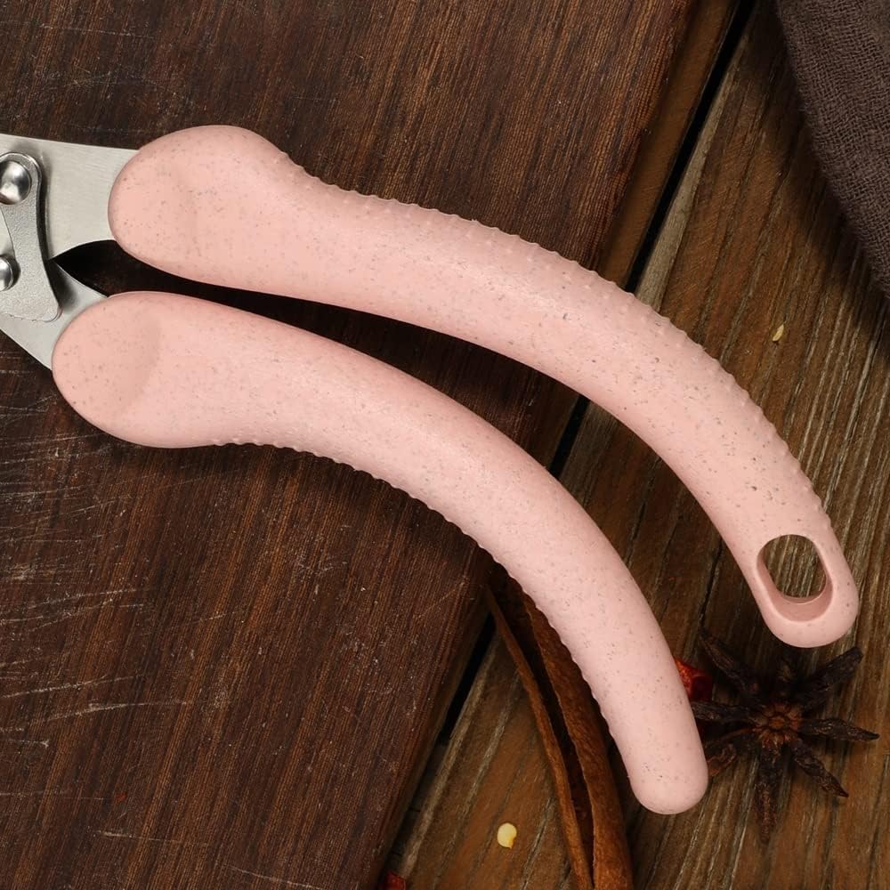 Kitchen Scissors, Kitchen Chicken Bone Scissors Colorful Kitchen Scissors Fish Vegetables Cutting Scissor Beer Opener Scissor Tools(Color:Pink)