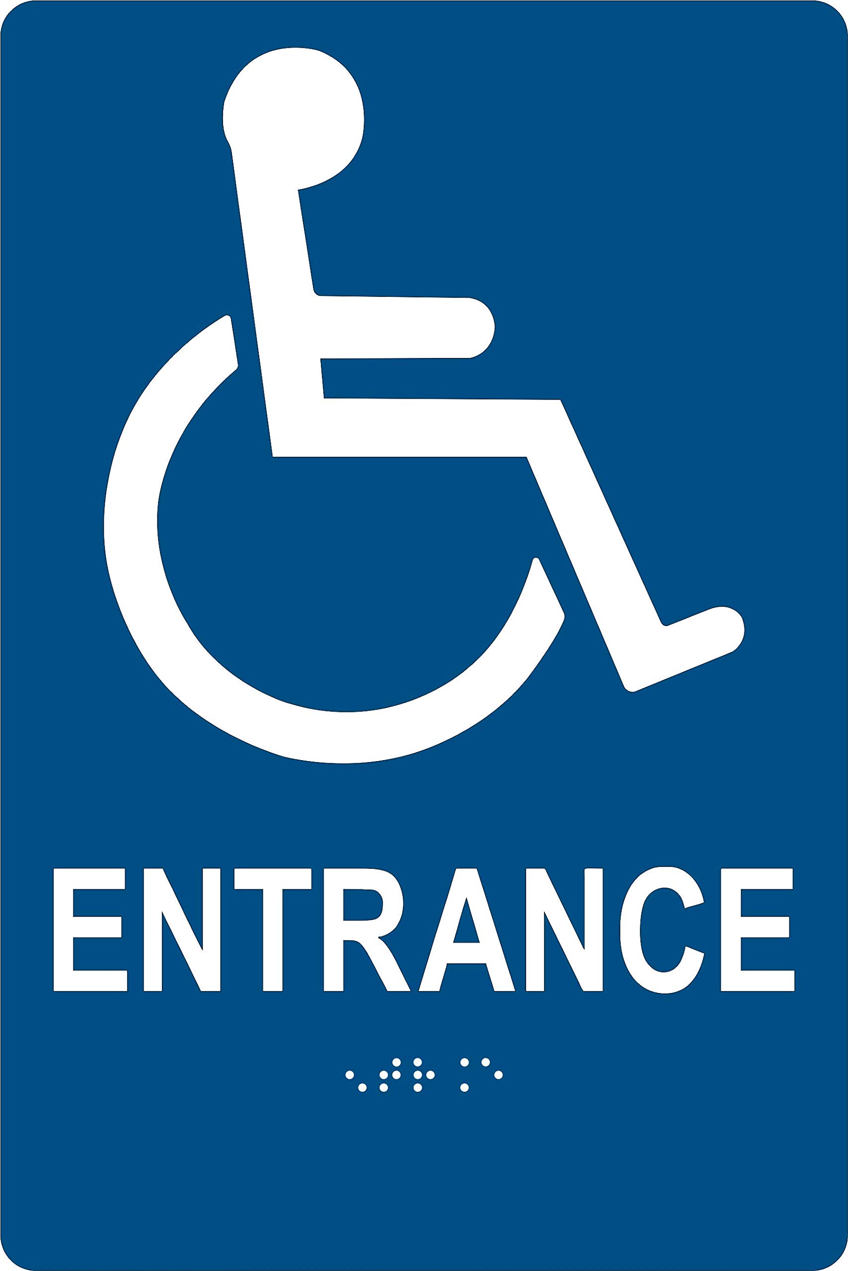 ADA Compliant Accessible Entrance Sign with Braille II, 6"x9" Acrylic (Blue)