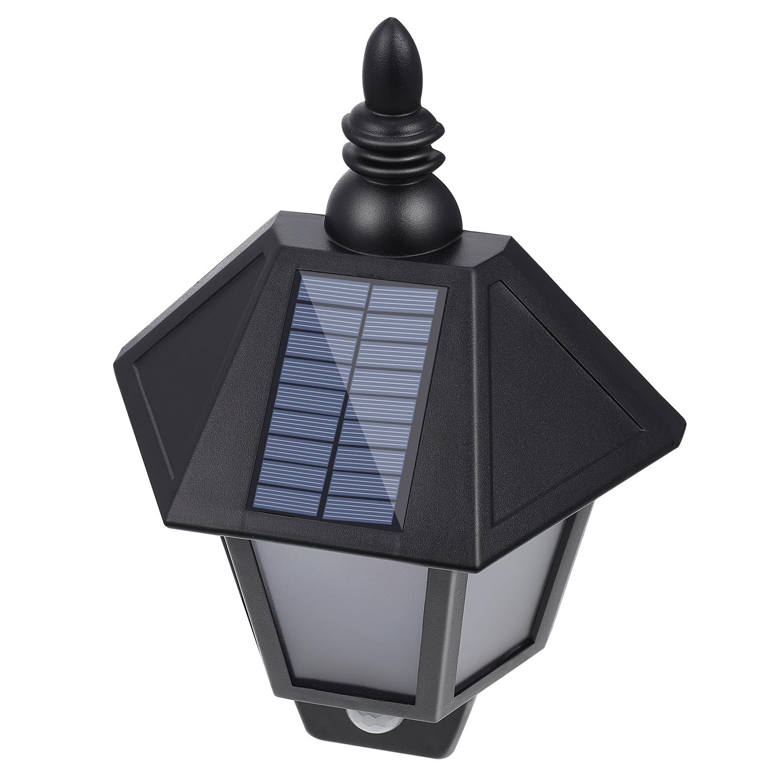 Beavorty Solar Außenleuchte Wandleuchte mit Bewegungsmelder LED Warmweiß Ip55 3.2v 500mah Akku für Garten und Korridor Schwarz