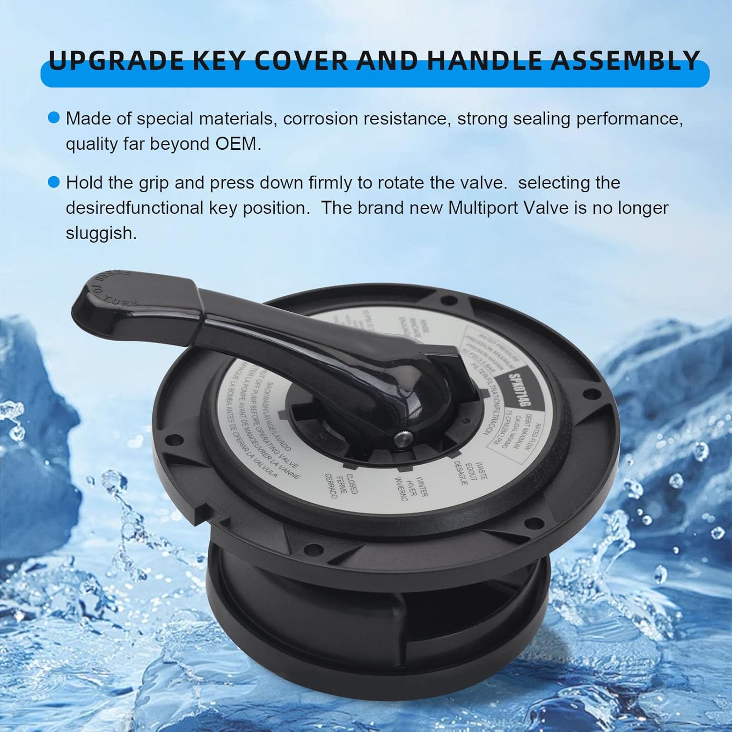 SPX0714 BA Key Cover and Handle Assembly for Hayward Vari-Flo XL Valve Replacement for Hayward SP0714T SPX0714A SP0714G11 SPX714BS Multiport Valves Cover Assembly