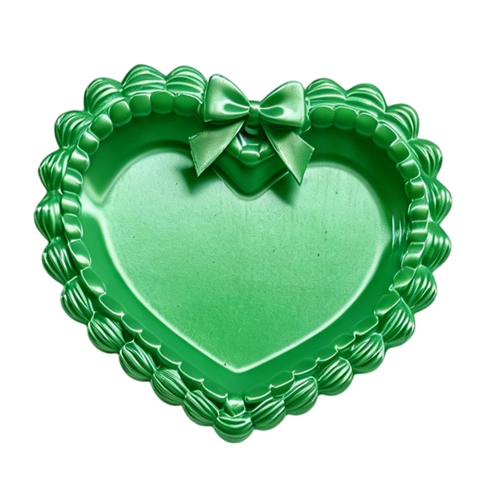 3D Printed Bow Jewelry Tray Heart Shape Ring Dish Entryway Table Trays Decorative Trinket Dish Organizer for Rings Necklaces Bracelets KeysGreen