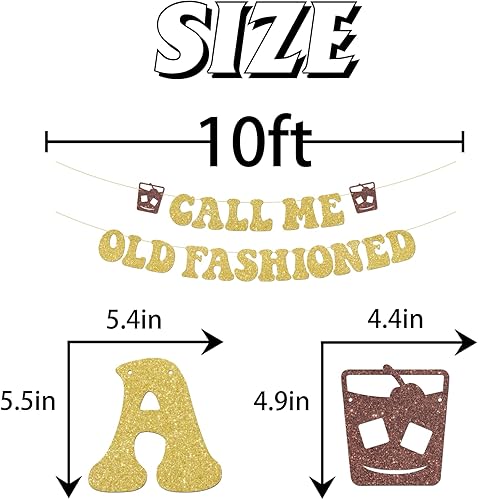 Miniatura 2 de Cartel clásico de Call Me Old Fashioned con purpurina dorada para fiesta de cóctel para cumpleaños, jubilación, hombres, decoraciones retro de