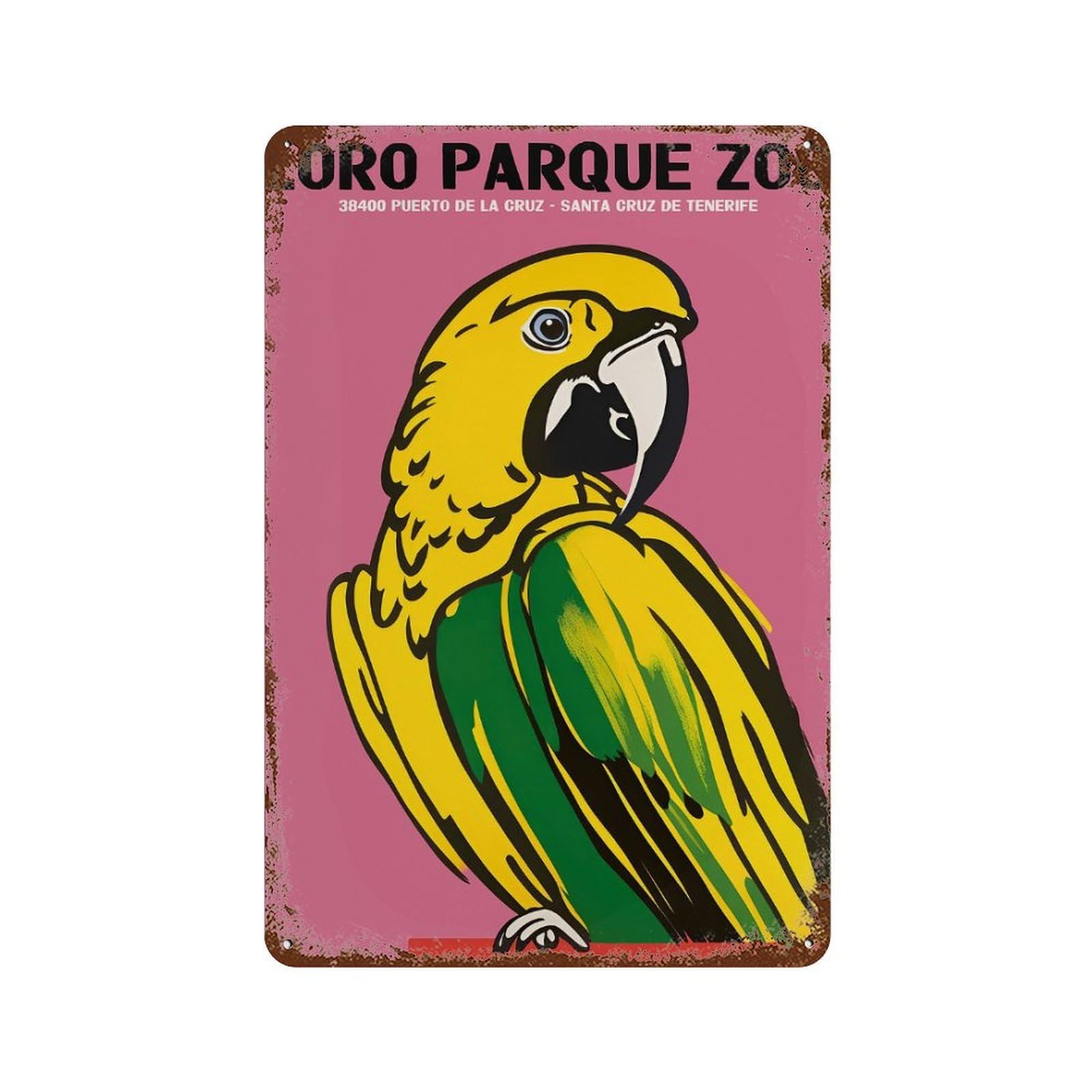 Loro Parque Zoo Poster Aged Metal Wall Plaque 11.8"x7.9", for Pub, Kitchen And Man Cave Decor, Decorative Metal Wall Art