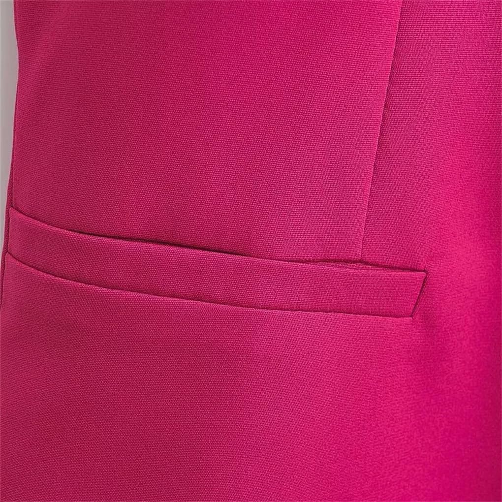 REHJJDFD Chaleco de traje para mujer con cuello en V y botonadura simple, color rojo rosa, ajustado, corto, asimétrico, delgado, sin mangas