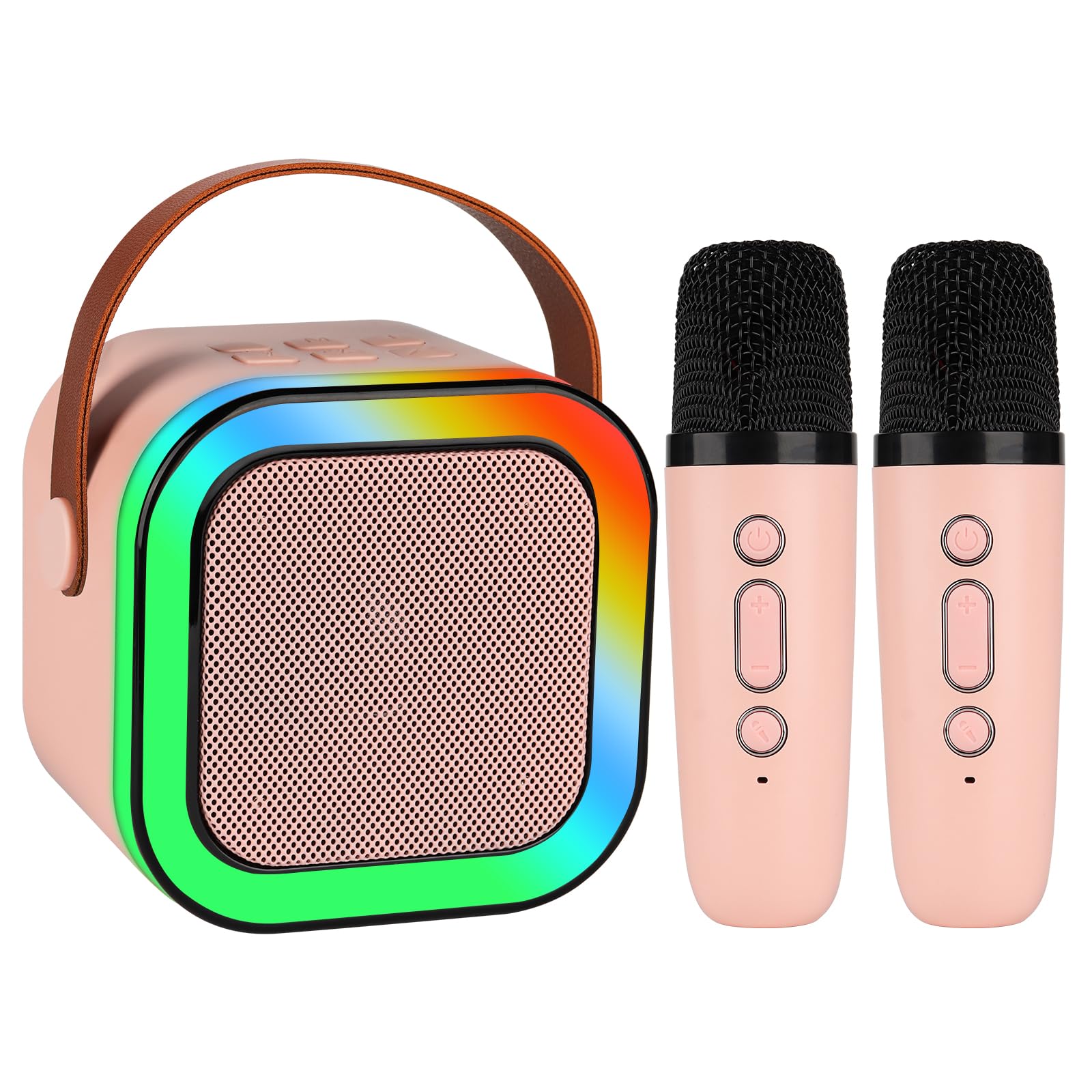 Kids& Adult Karaoke Machine, Portable Bluetooth Speaker with Wireless Microphone, 4-18 Years Old Birthday Gifts for Girls Boys,Kids Toys Gifts for Girls Boys 4, 5, 6, 7, 8, 9, 10 +Year Old (Pink)-image-16