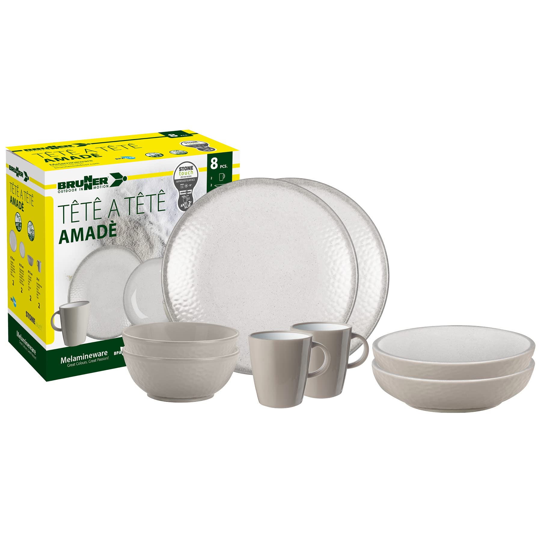 BRUNNER 0830143N.C8X Campinggeschirr Set für 2 Personen, Tête-À-Tête Amadè, 8-teilig