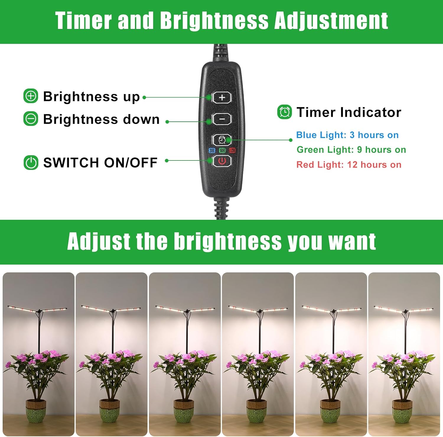 Plant Grow Lights for Indoor Plants Full Spectrum with 3/6/9H Timer & Dimming, Slim Plant Lights for Indoor Growing with 6000K White Red LEDs for Various Plants thumbnail