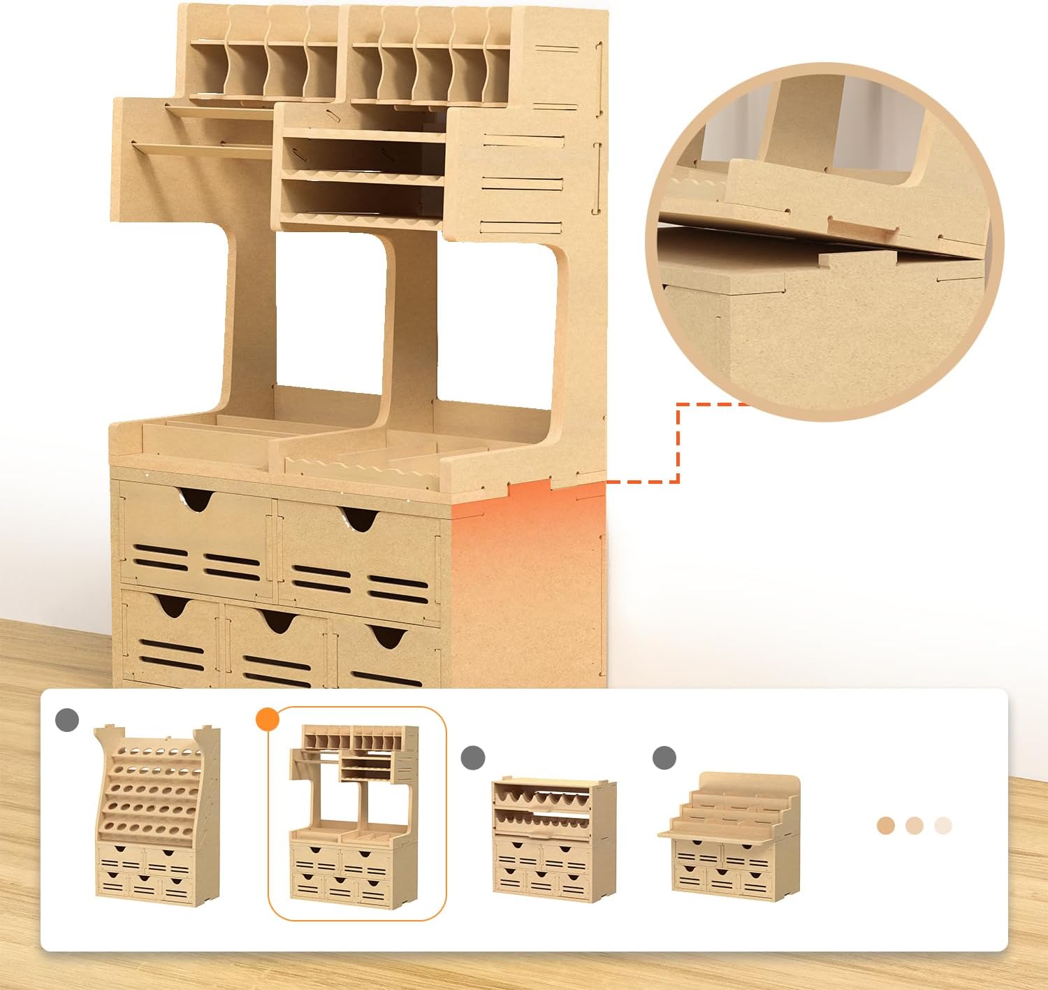 Plastic Model Kit Tool Storage Rack, Drawer Hobby Modeling Tool and Parts Storage,Wooden Paint Organizer with MDF Material, Craft Supplies Storage for Tamiya Gundam Tools, GK2