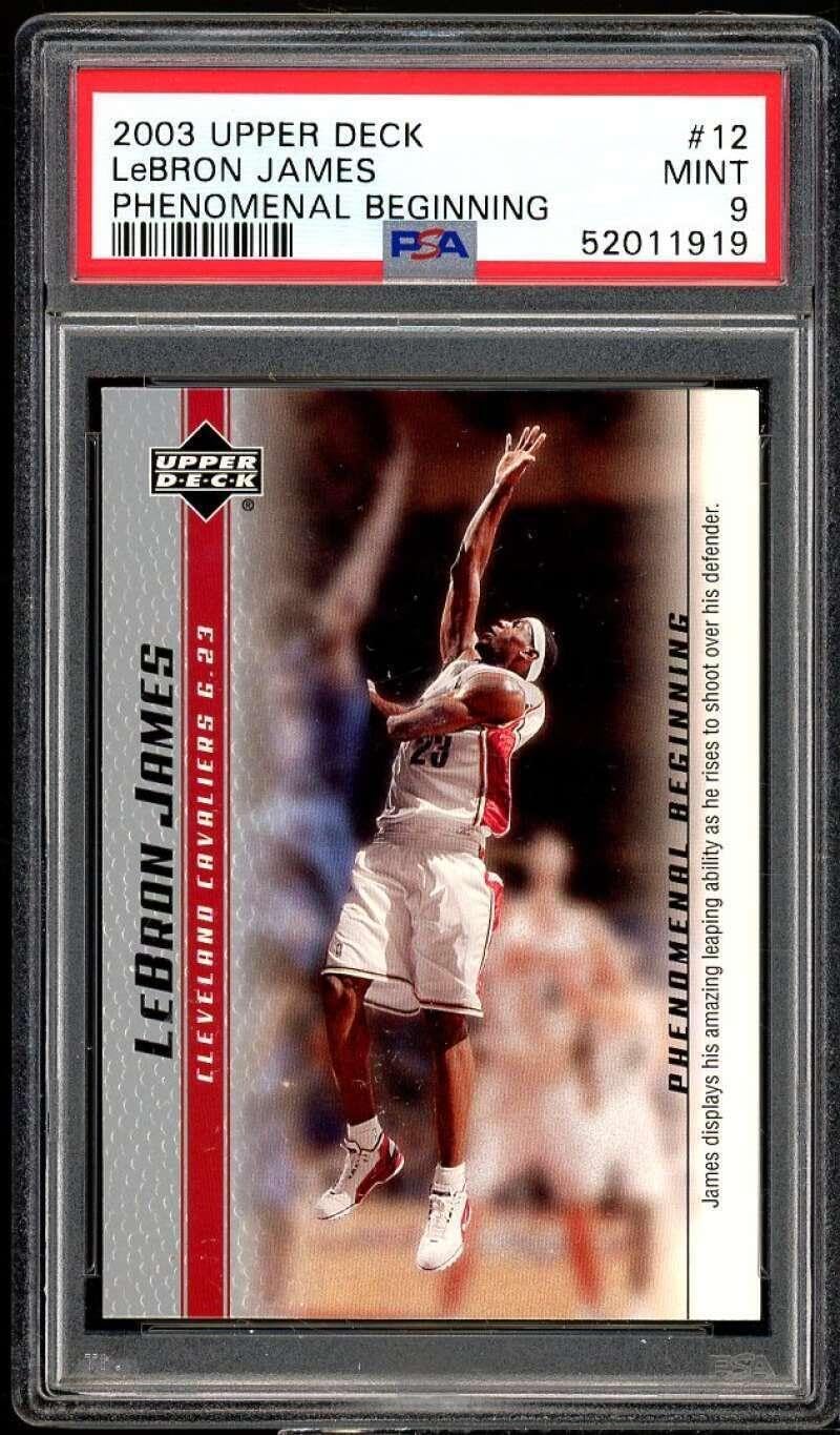 LeBron James Rookie Card 2003 Upper Deck Phenomenal Beginning #12 PSA 9 - Basketball Slabbed Rookie Cards