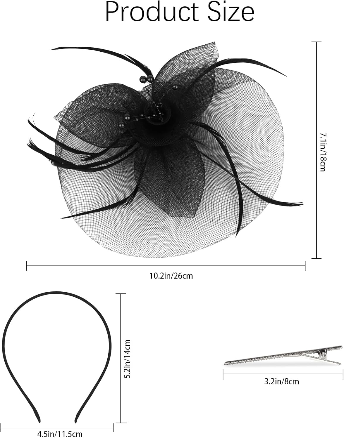 Fascinators Hats for Women Tea Party Hat with Feather Fascinator Hat Headband Derby Hats for Women Girls Tea Party - Image 2