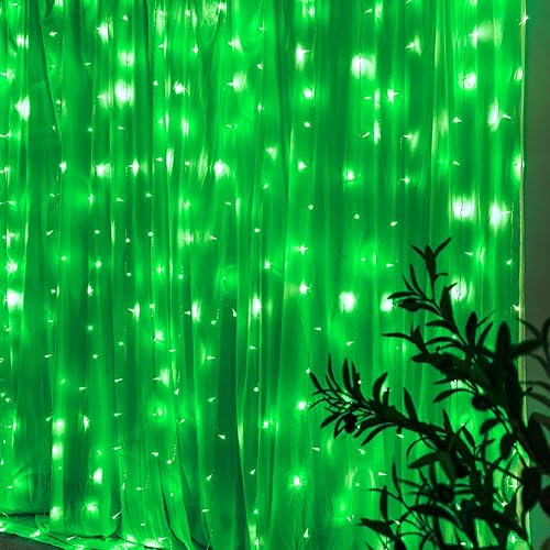 Miniatura 2 de Qunlight Star 304 LED 9.8 pies x 9.8 pies 30 V 8 modos, cortina de luces para ventana, boda, fiesta, hogar, jardín, dormitorio, decoración de pared
