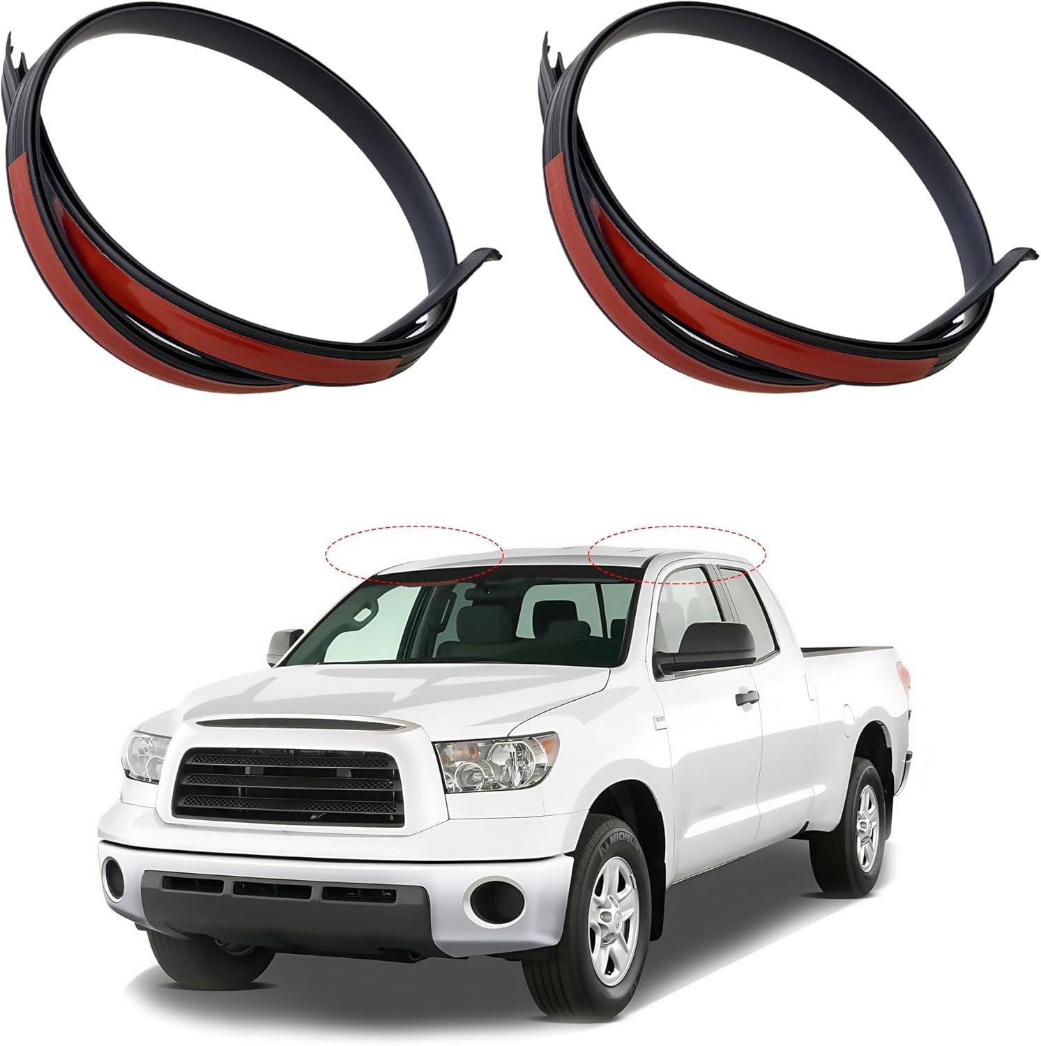 Roof Trim Molding Drip Molding Weatherstrip Compatible with Toyota Tundra Double Cab 2007 2008 2009 2010 2011 2012 2013 2014 2015 2016 2017 2018 2019 2020 75551-0C050 75552-0C050 (Not Fit Crewmax)