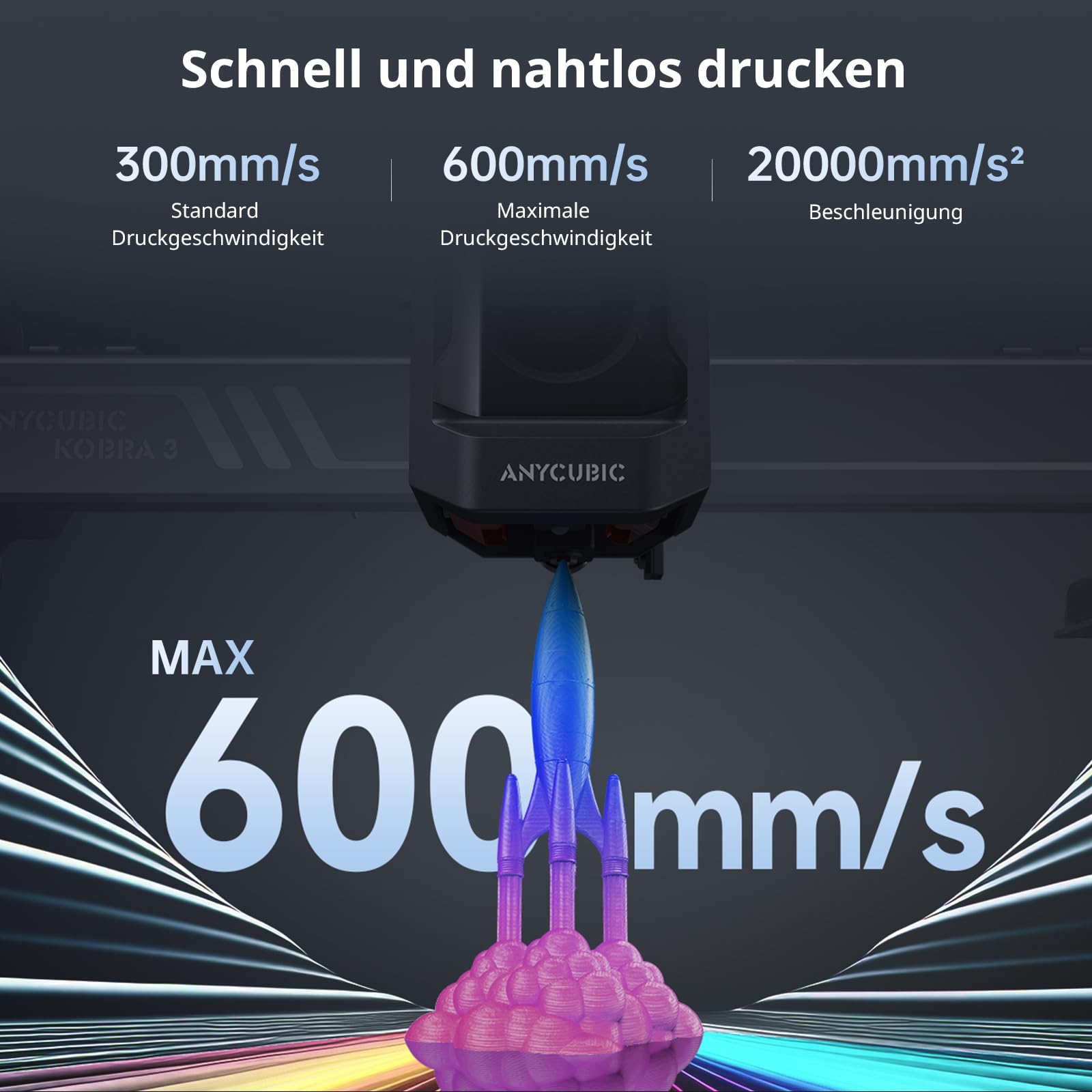 Anycubic Kobra 3 Combo 3D Drucker Mehrfarbig, Druck in 4 Farben, 600mm/s hohe Geschwindigkeit, Trocknung Filament während des Drucks, Auto Nivellierung 3D Printer Druckgröße 250 * 250 * 260mm