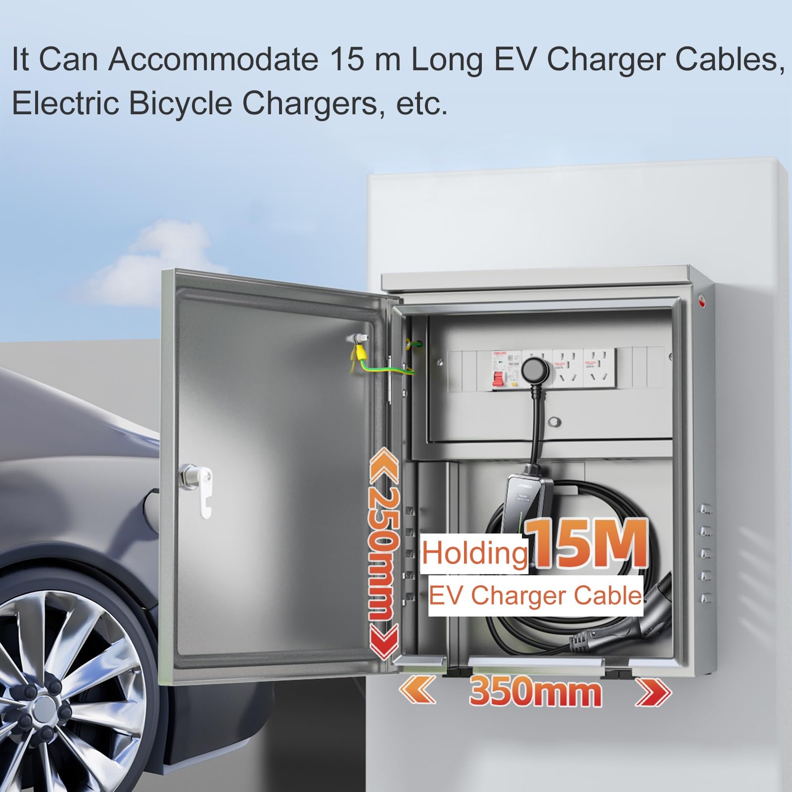 Cubierta resistente del carbonizador del EV del montaje en pared Du, 2001 en la caja protectora al aire libre del acero sin acero con la cerradura y el ventilador para el sol de la nieve de la lluvia,