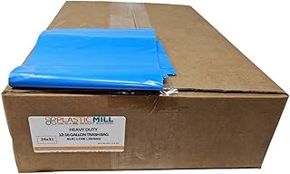PlasticMill 12-16 Gallon Garbage Bags: Blue, 1.2 Mil, 24x31, 250 Bags.