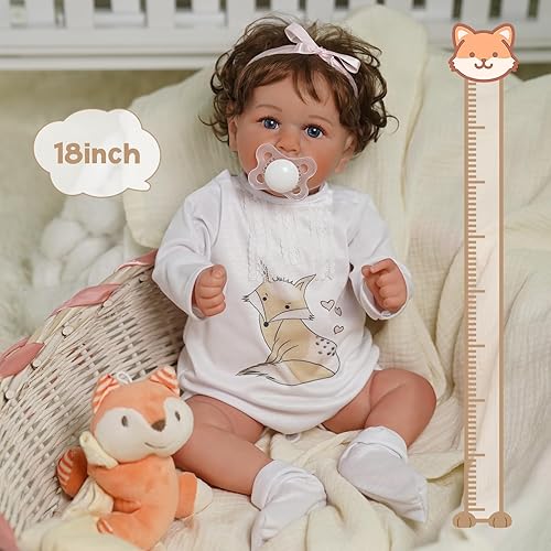 Miniatura 2 de BABESIDE Muñecas realistas de bebé recién nacidas, cuerpo suave de 18 pulgadas, muñecas de bebé recién nacidas, lindas muñecas de pelo rizado con
