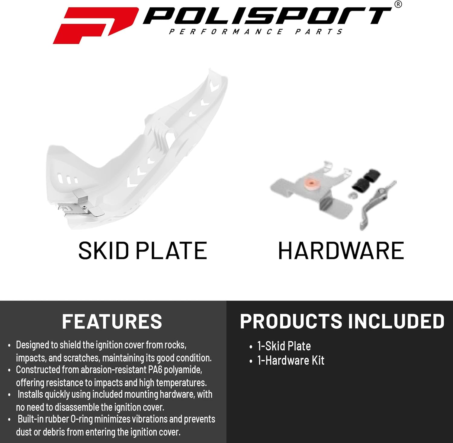 Polisport Motocross Motorcycles (MX) Fortress Skid Plate for KTM SX-F 250/350/450 (16-22) & Husqvarna FE/FC 250/350/450/501 (16-22) Dirt Bikes - OEM Quality, Flexible, Durable & Perfect Fit - White