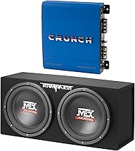 MTX 12-Inch 1200-Watt Car Audio Dual Loaded Subwoofer Box Enclosure & Crunch PowerDriveX 1000 Watt 2 Channel Exclusive Blue A/B Car Stereo Amplifier