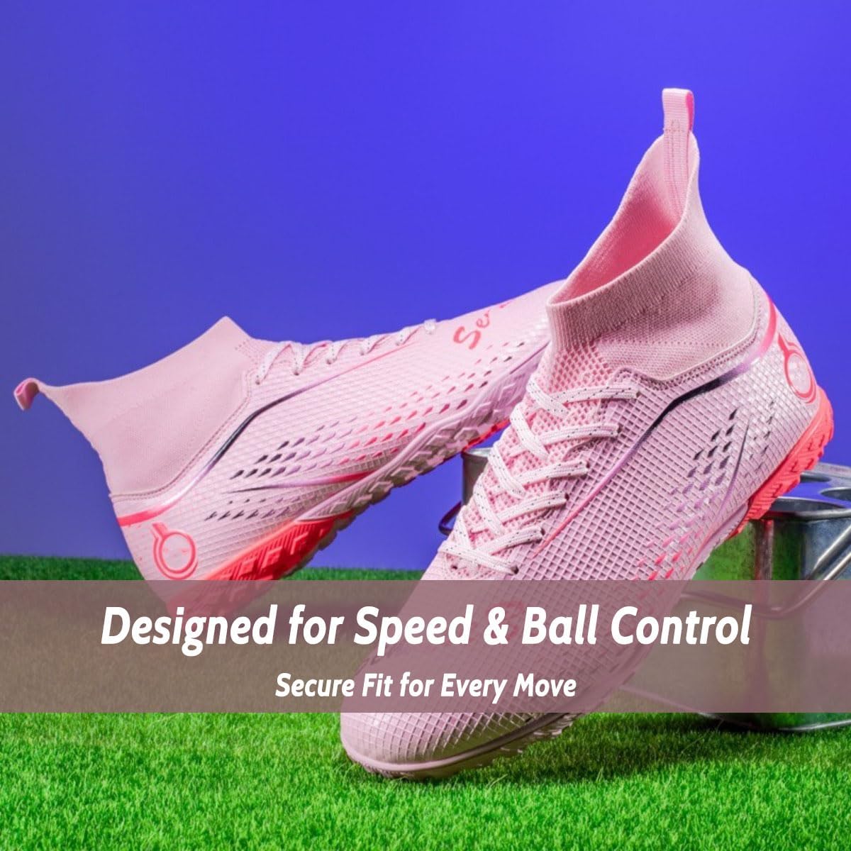 HESBITEUL Soccer Cleats Indoor Turf: Kids Football Shoes with Short Studs