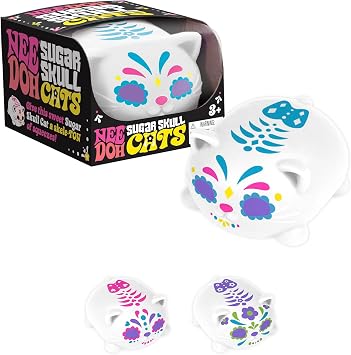 Schylling NeeDoh Sugar Skull Cool Cats - Sensory Squeeze Toy - Assorted Designs - Pack of 1