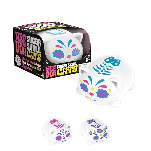 Schylling NeeDoh Sugar Skull Cool Cats - Sensory Squeeze Toy - Assorted Designs - (Pack of 1)