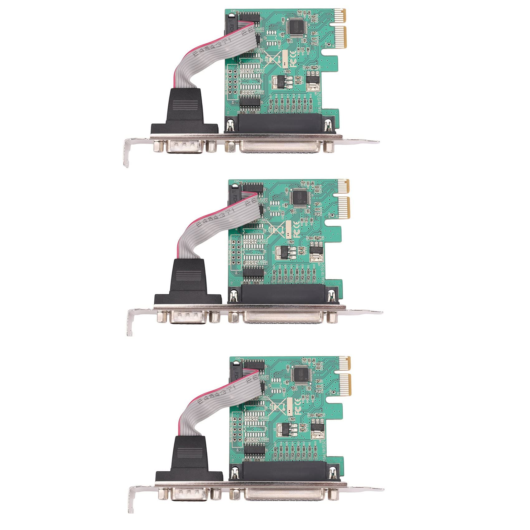 Cwmiibili 3X RS232-232 Serial Port COM DB25 Printer Parallel Port to PCI-E PCI Express Card Adapter Converter WCH382L Chip