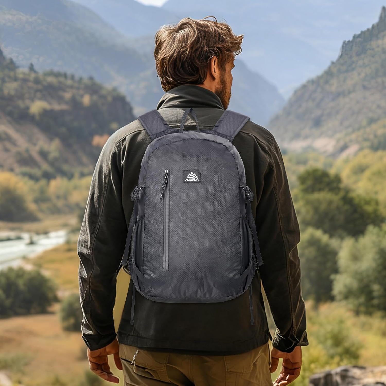 Lightweight Packable Backpack 20L Waterproof Foldable Daypack for Men Women Reusable Packable Bag Outdoor Camping Hiking Travel Cycling (Black) - Image 2