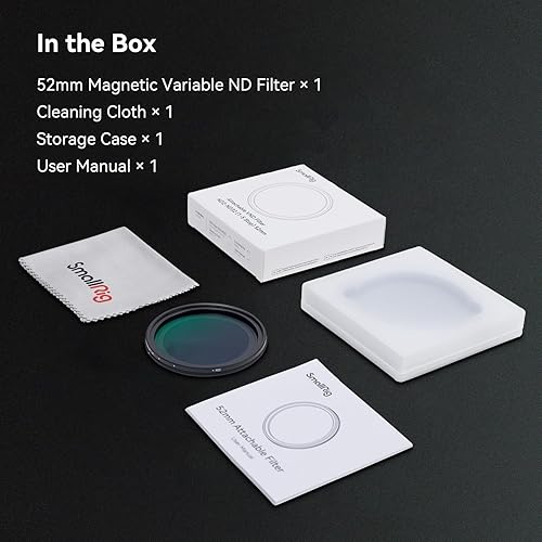 Miniatura 8 de SmallRig Filtro magnético variable ND de 2.047 in ND2-ND32 (1-5 paradas) sin cruz HD vidrio óptico impermeable resistente a los arañazos magnético