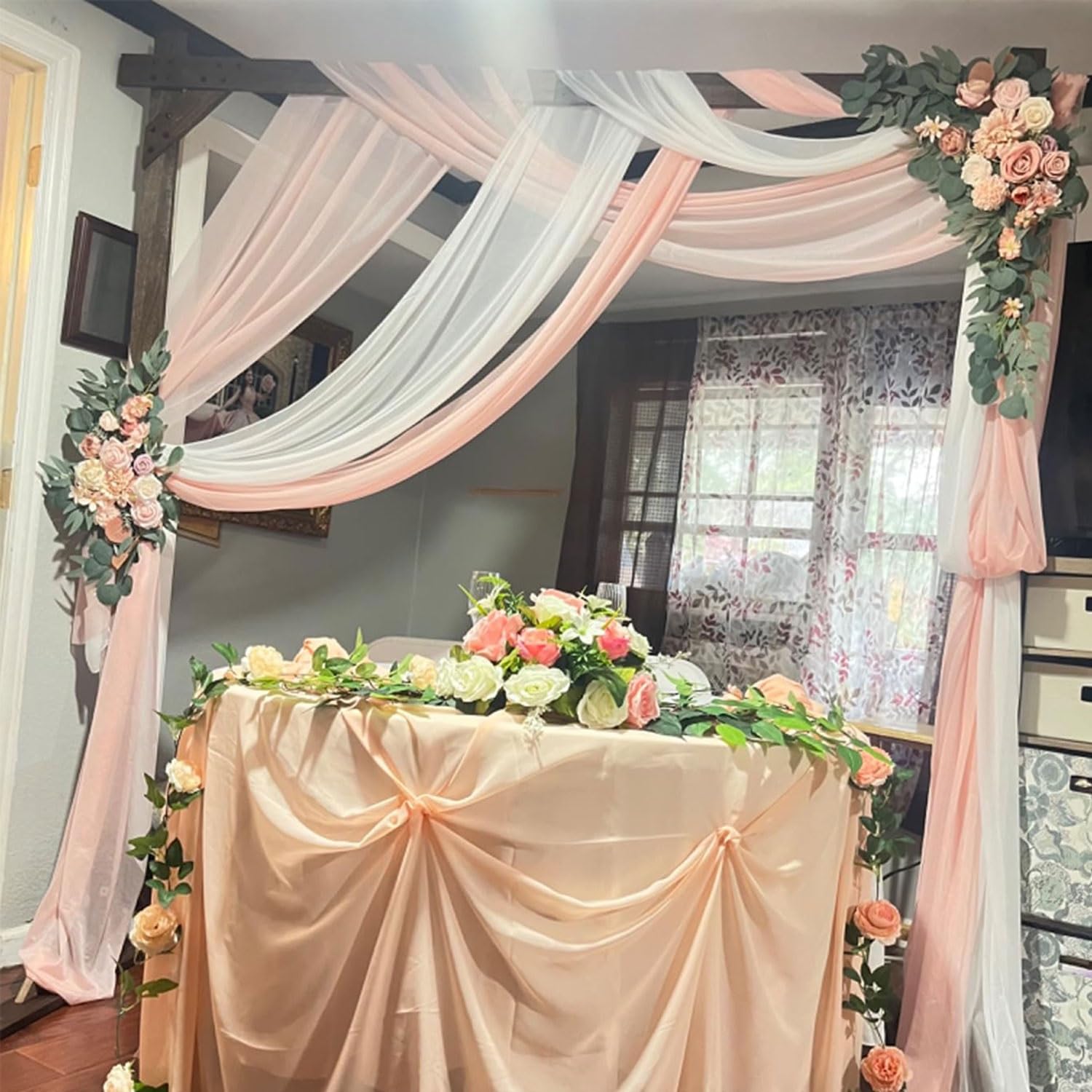 2,2 m Holzständer für Hochzeitsbögen, quadratischer Holzbogenständer für Hochzeitskulisse im Innen- und Außenbereich, Hochzeitsfeier, Garten, Strand, Wald, rustikales Boho-Dekor, H