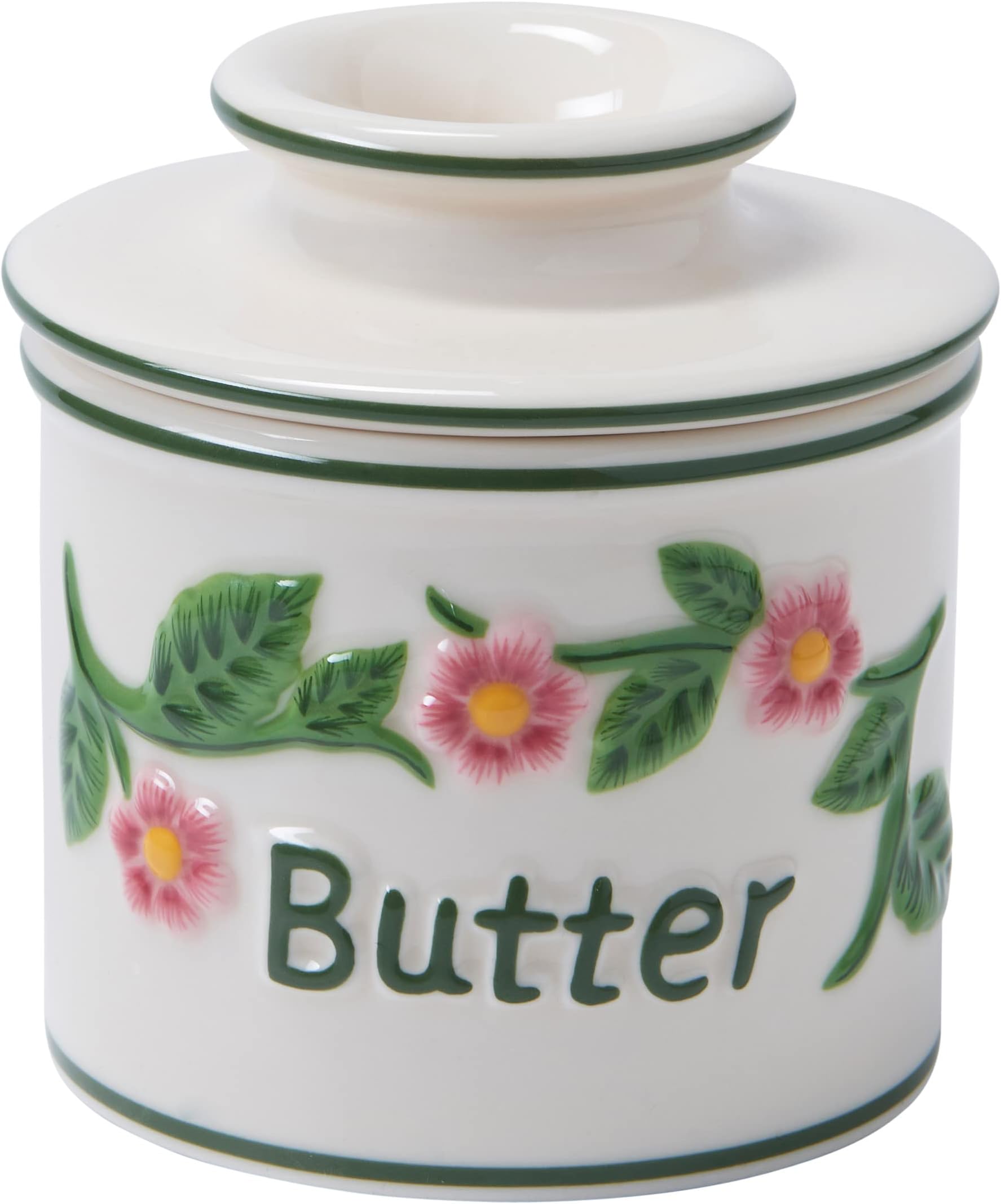 The Original Butter Bell crock, La Fleur Collection, Hand Painted Raised Floral