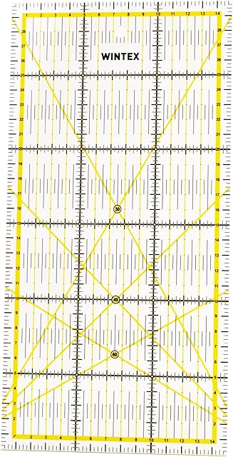 WINTEX Universal Quilting Rulers And Templates 15cm x 60cm, Transparent, 2 Colours Print With cm Grid And Angle Display in 15 x 30 CM