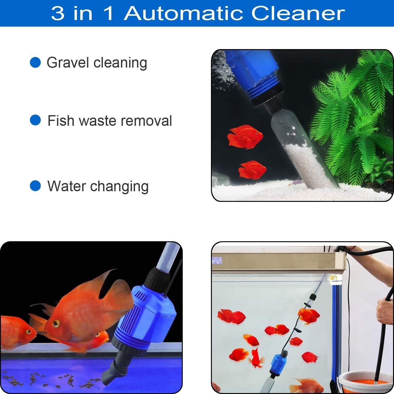 Limpiador De Grava For Acuarios, Limpiador De Algas Extraíble, Artículos De Mantenimiento del Agua con Abrazadera For Controlador De Manguera De Agua, Uso For Limpieza De Peceras con Grava Y Arena
