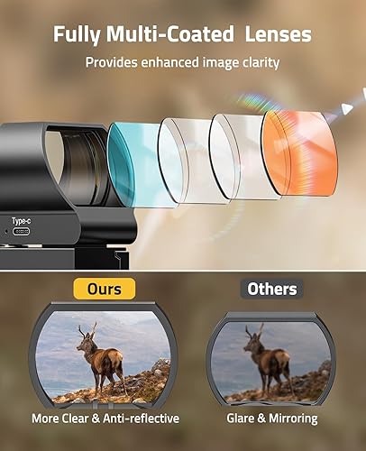 Miniatura 3 de CVLIFE FoxSpook - Mira refleja recargable, mira de punto rojo de 0.4 x 1.57 pulgadas, 4 retículas ajustables con soporte Picatinny, alcance de punto