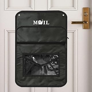 Mail Slot Catcher for Door, Mail Holder Indoor, Black Post Organizer Bag for Letterbox, Space Saving, No Tools and Screws Needed, Suitable for Home, Office, and Garage