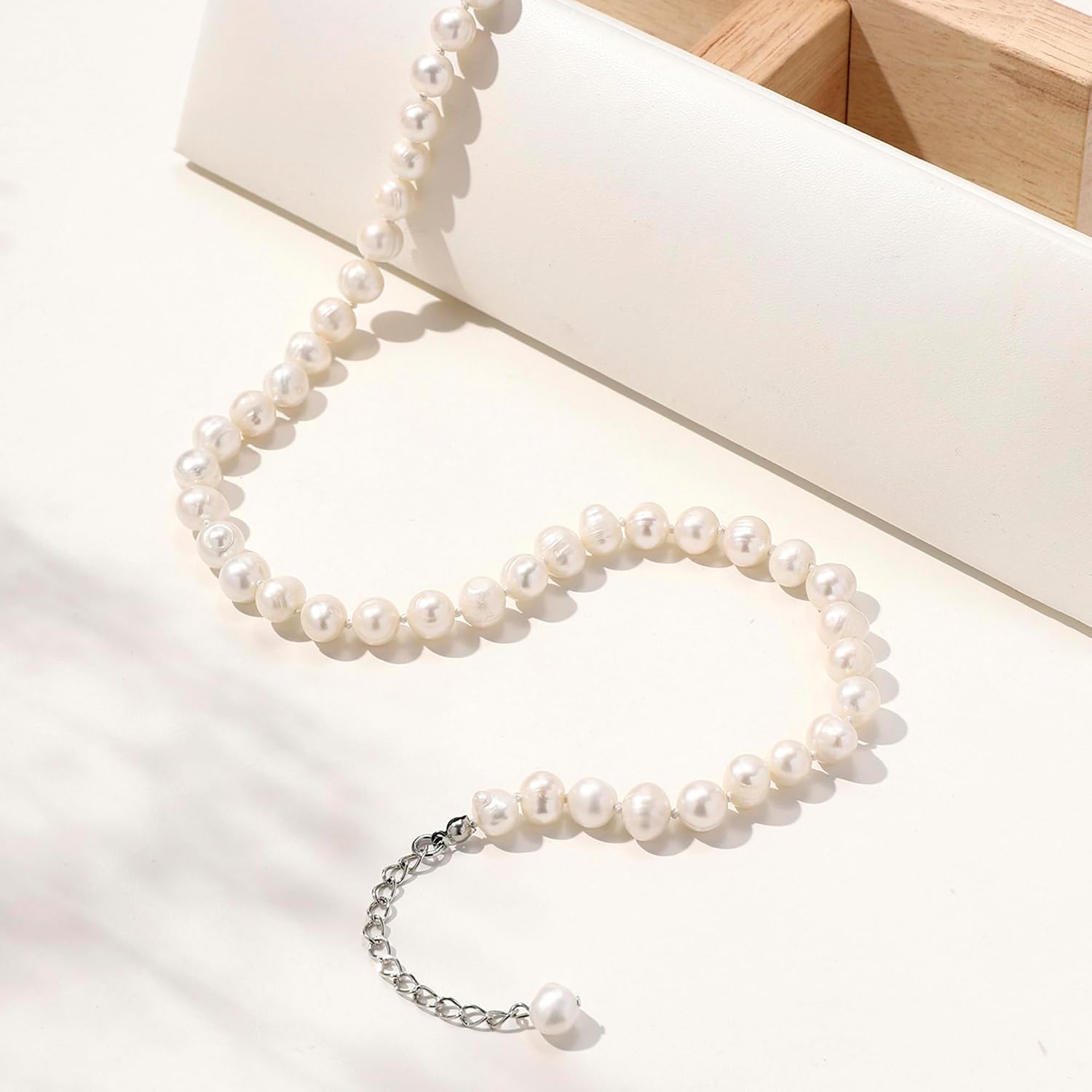 Freshwater pearl white pearl necklace, 7MM pearl, suitable for daily wear such as balls and weddings