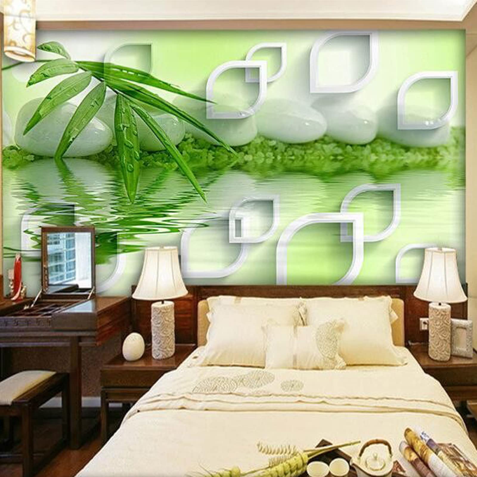 Mujer japonesa Kimono lienzo pintura taza de té azul verde cartel e impresión Retro Geisha mujer pared arte imágenes decoración de casa de té