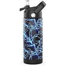 Boys Water Bottle with Straw,18 oz Kids Insulated Cups with Stainless Steel Leak Proof for School,Sport&amp;Travel（Lightning）