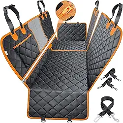 Capa para Pet. Protetora De Banco Traseiro De Carro, Impermeável. Proteção para Bancos dos veículos, Cães e Gatos. Com alças, Zíper, Estojo e Presilhas. Resistente a Riscos e Manchas. Premium. Laranja