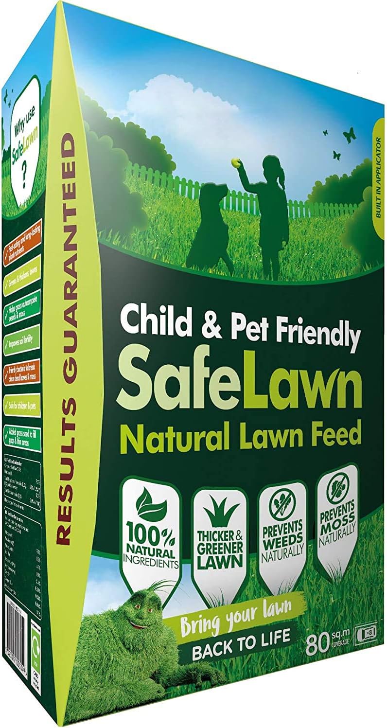 CUQOO Natural Lawn Feed In 2.8 Kg – Child & Pet Safe Grass Fertiliser For Greener & Thicker Grass – Lawn Fertiliser Grass Feed For Spring, Summer, Autumn & Winter – Healthy Grass Lawn Food (1 pack)